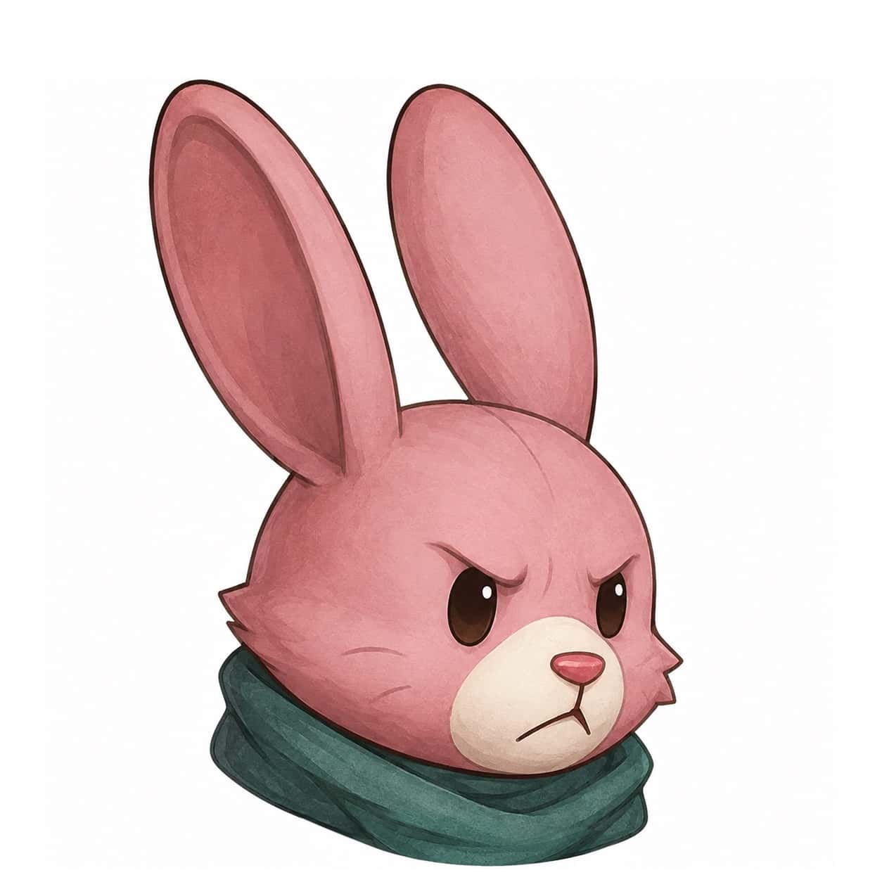 Close-up of the father: round head, furrowed almond eyes, cream muzzle, upright ears.